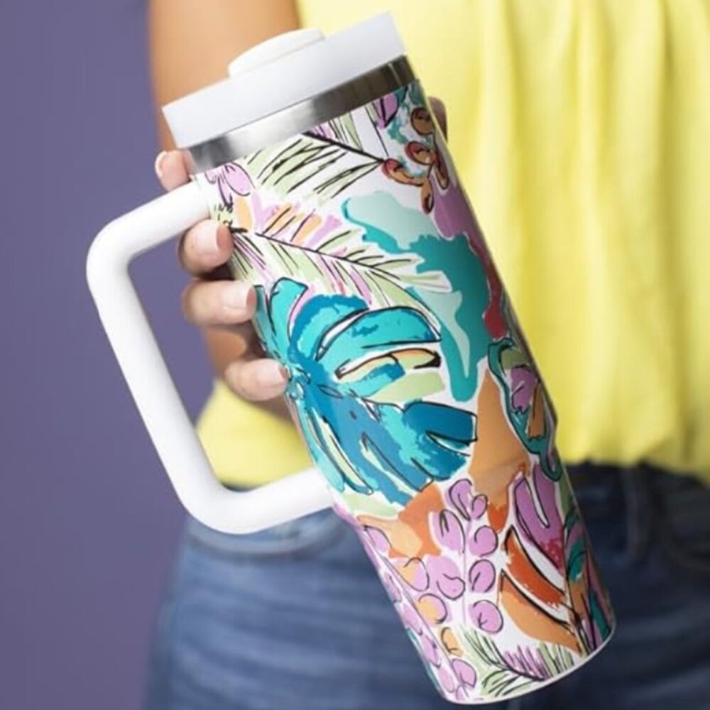 Jane Marie - Tropical Paradise 30 Oz. Tumbler With Straw and Handle